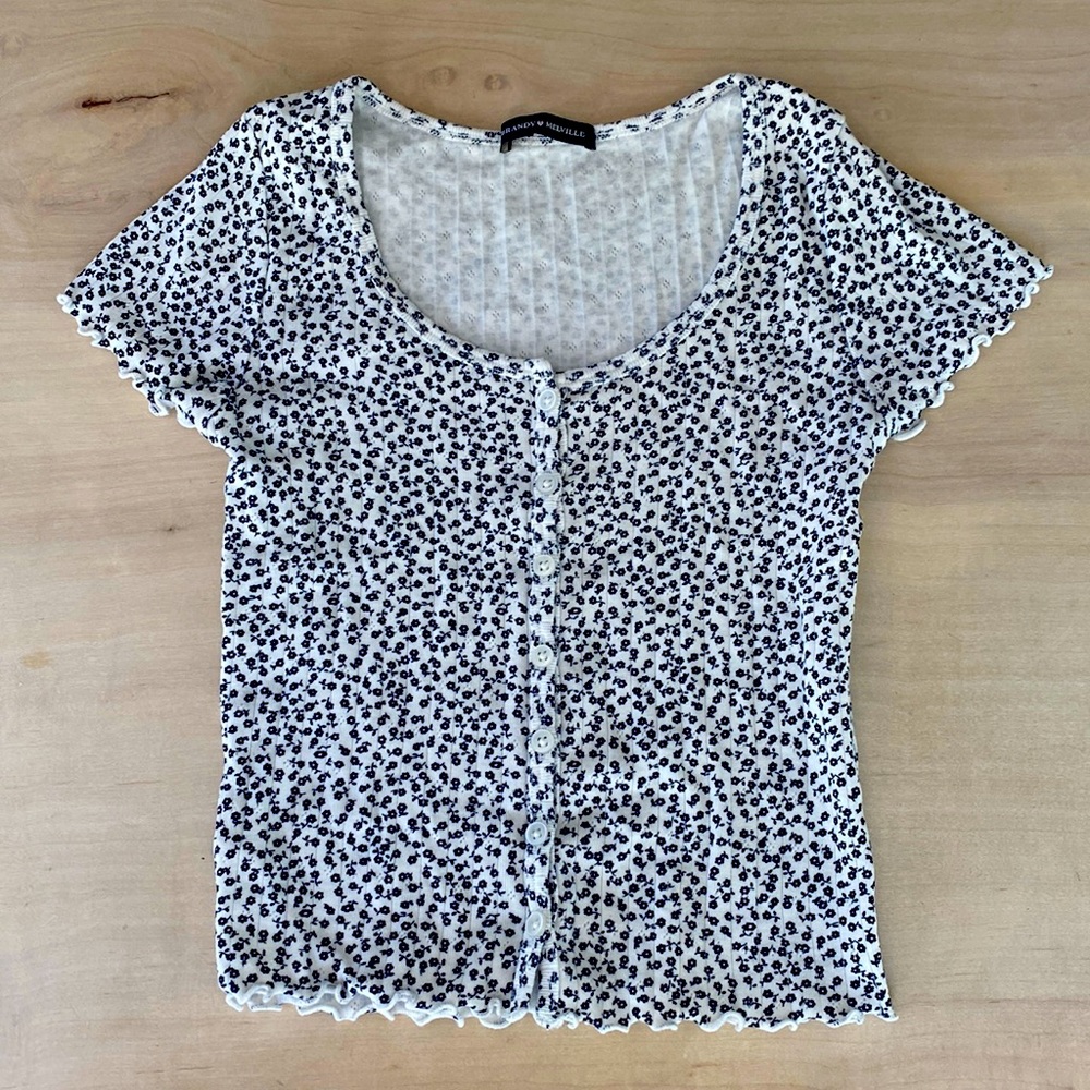 Brandy Melville Floral Short Sleeve Top